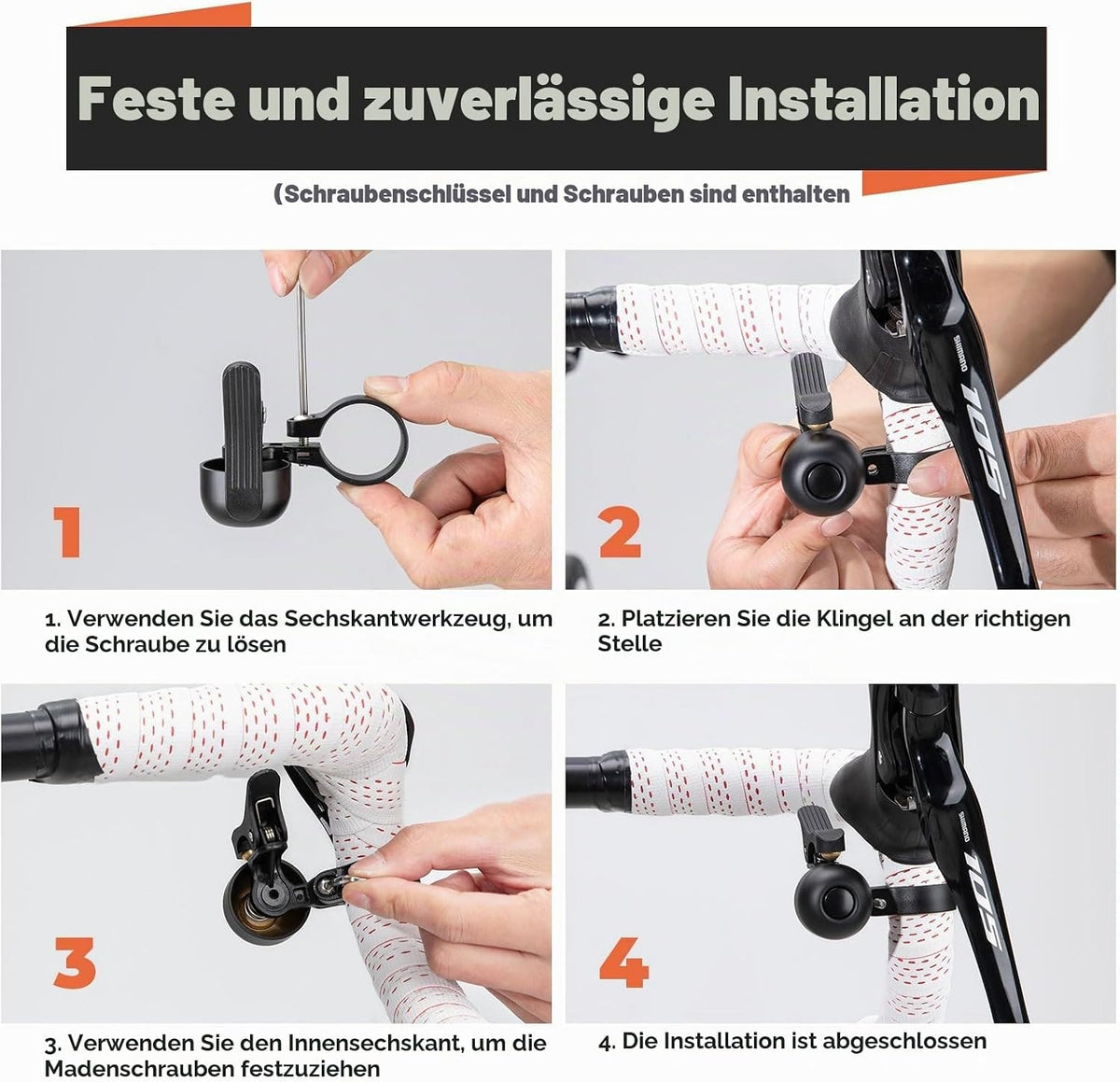 ROCKBROS Fahrradklingel Klingel Rennrad 100 dB für Drop Bar Lenker