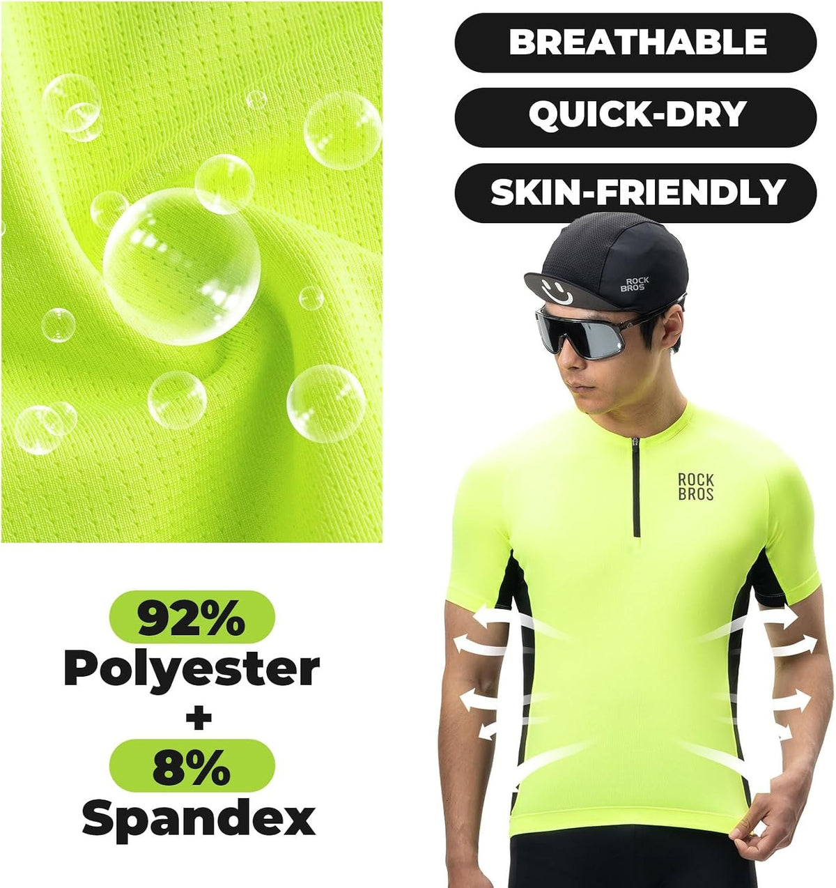 ROCKBROS Herren Radtrikot Fahrradtrikot Kurzarm, Atmungsaktiv Fahrrad Trikot