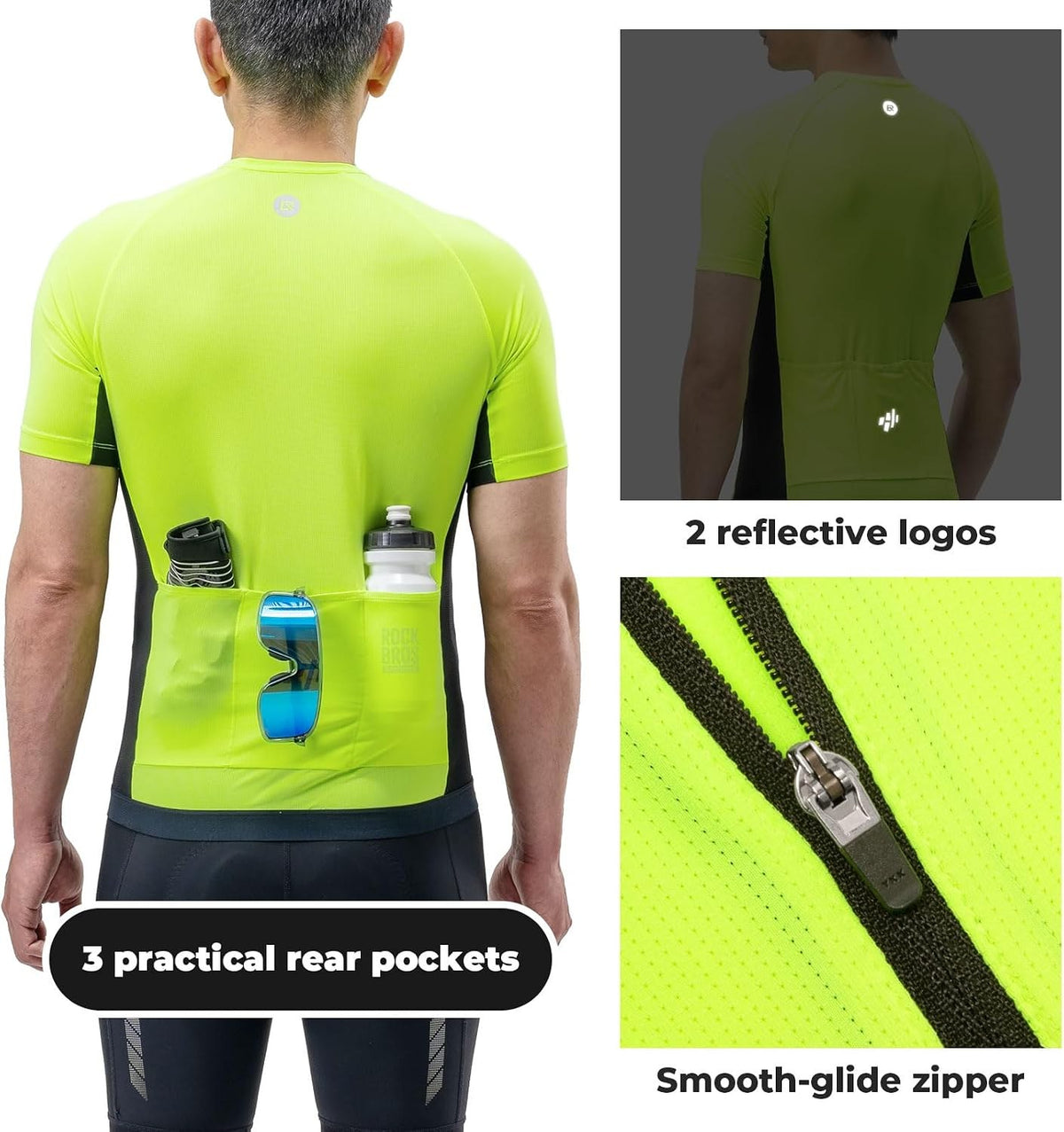 ROCKBROS Herren Radtrikot Fahrradtrikot Kurzarm, Atmungsaktiv Fahrrad Trikot