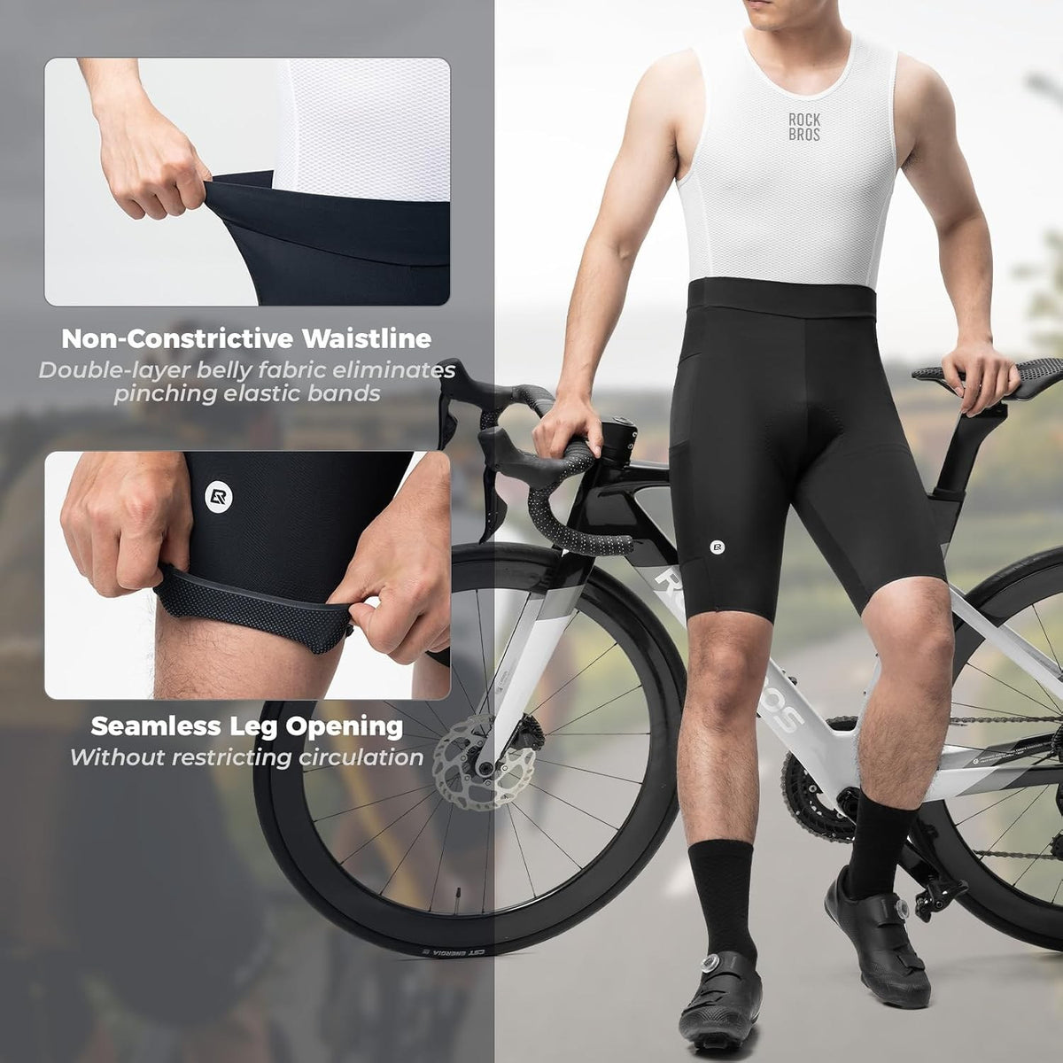 ROCKBROS Radhose Herren Gepolstert, Fahrradhose Kurz für Männer