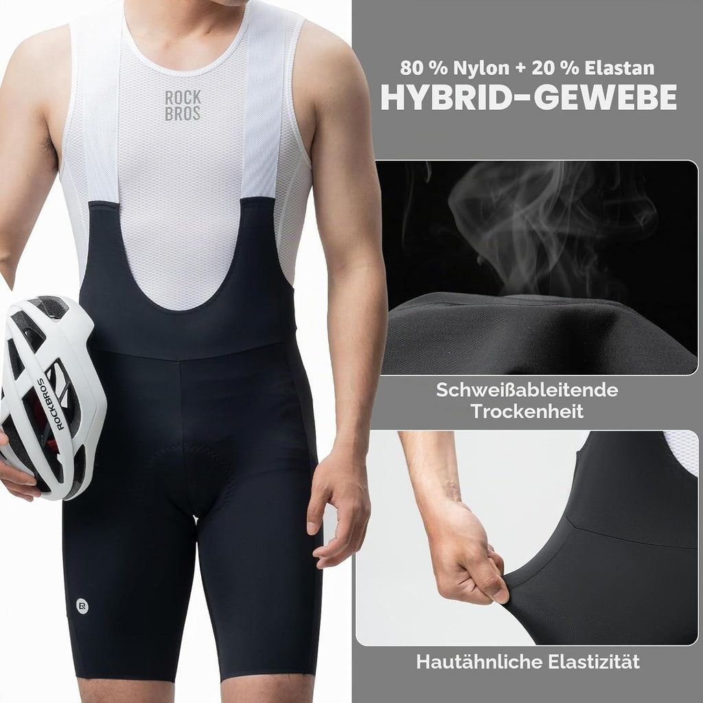 ROCKBROS Radlerhose Herren Gepolstert, Bib Shorts mit Träger