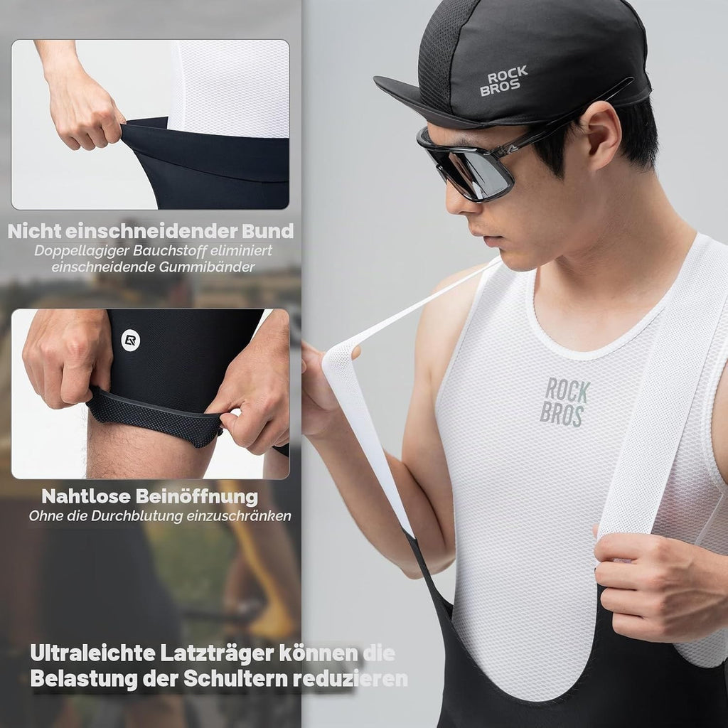 ROCKBROS Radlerhose Herren Gepolstert, Bib Shorts mit Träger