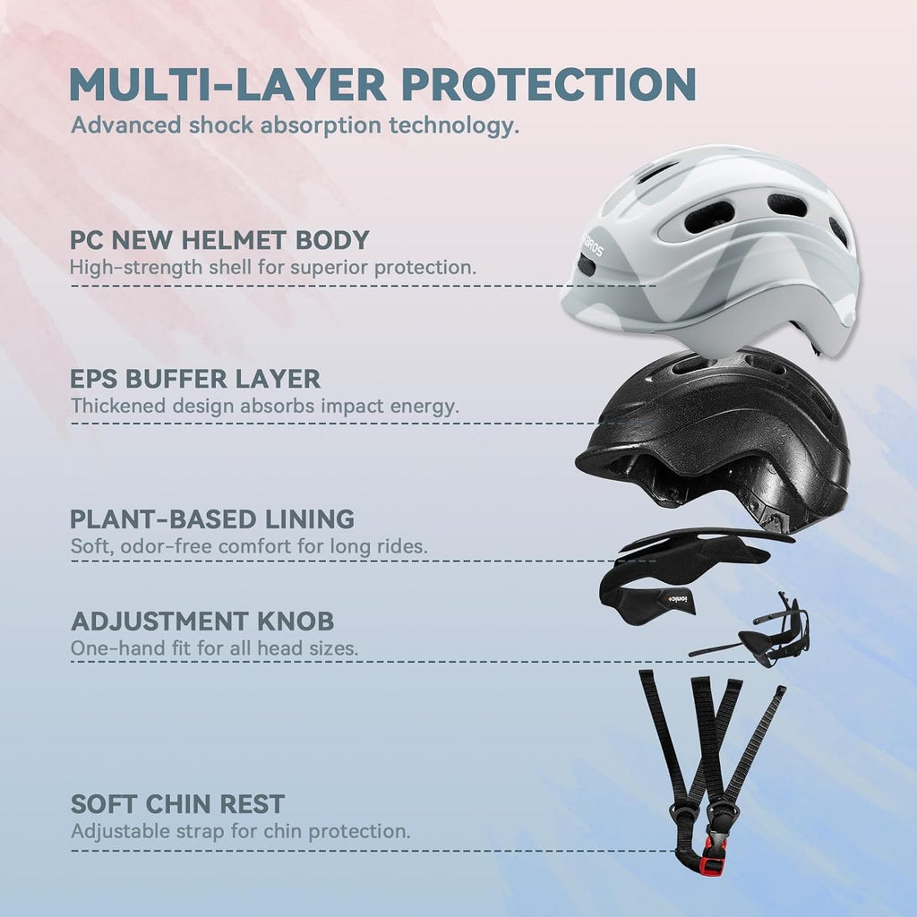 ROCKBROS Fahrradhelm Kinder 54–58 cm, Kinderhelm für Jungen und Mädchen