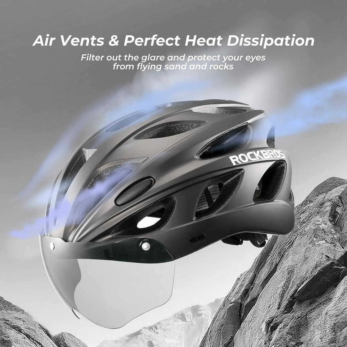 ROCKBROS Fahrradhelm Rennrad Helm Radhelm mit Abnehmbarem Visier Cityhelm (TT-16-Z-M)