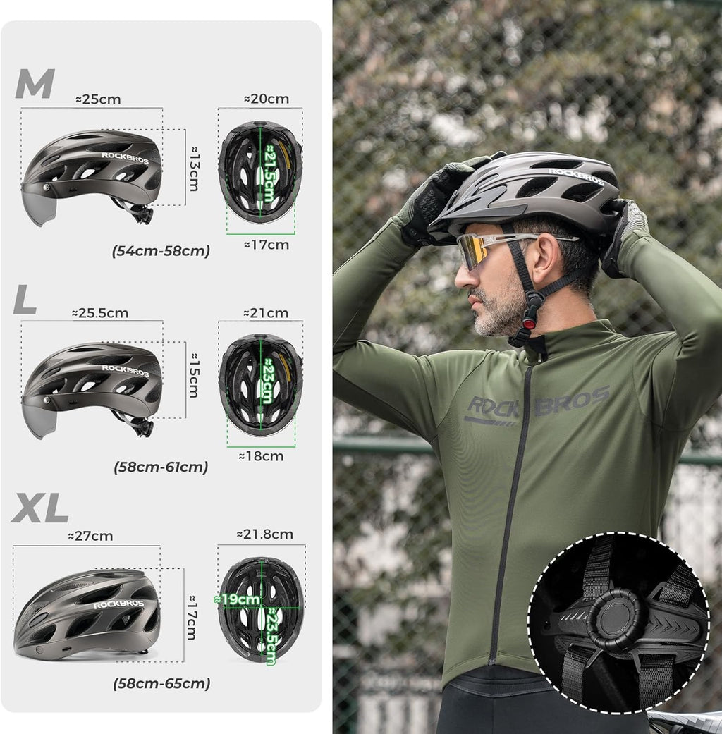 ROCKBROS Fahrradhelm Rennrad Helm Radhelm mit Abnehmbarem Visier Cityhelm (TT-16-Z-M)