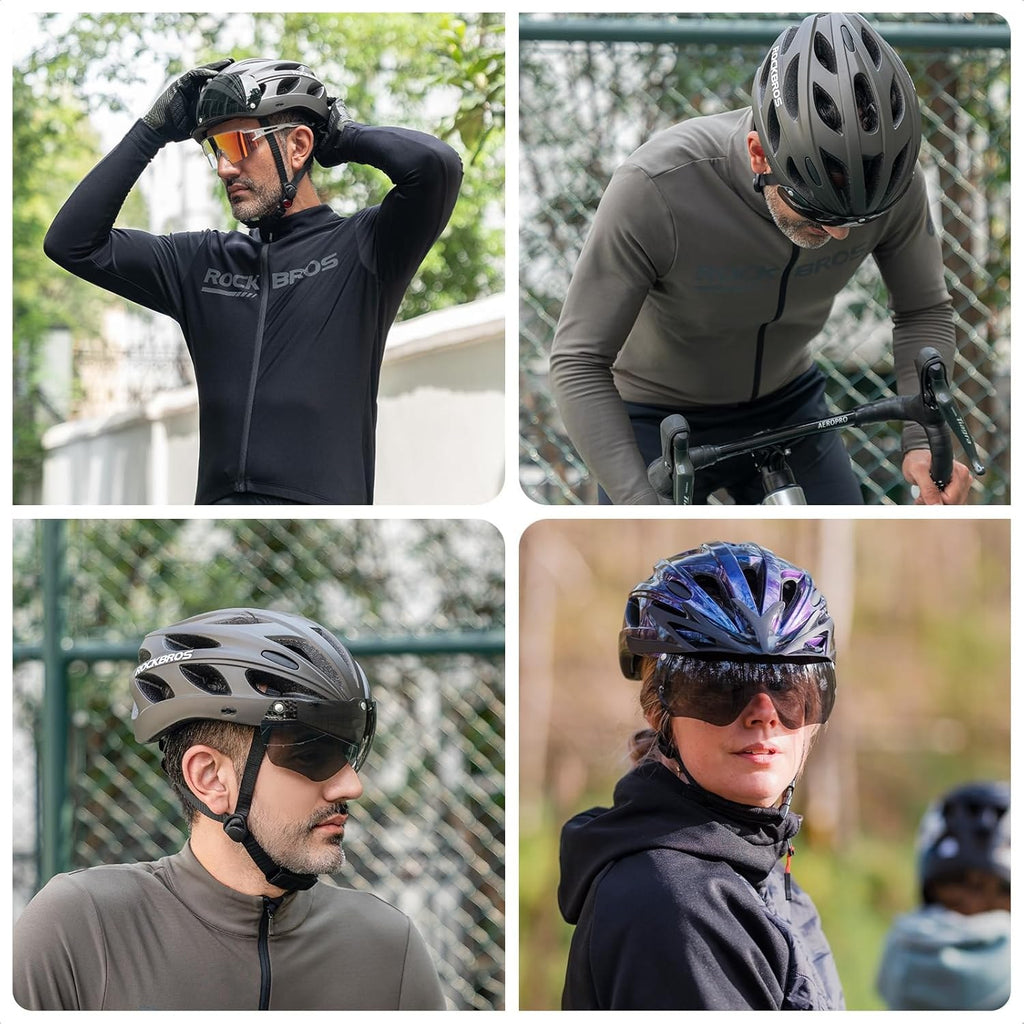 ROCKBROS Fahrradhelm Rennrad Helm Radhelm mit Abnehmbarem Visier Cityhelm (TT-16-Z-M)