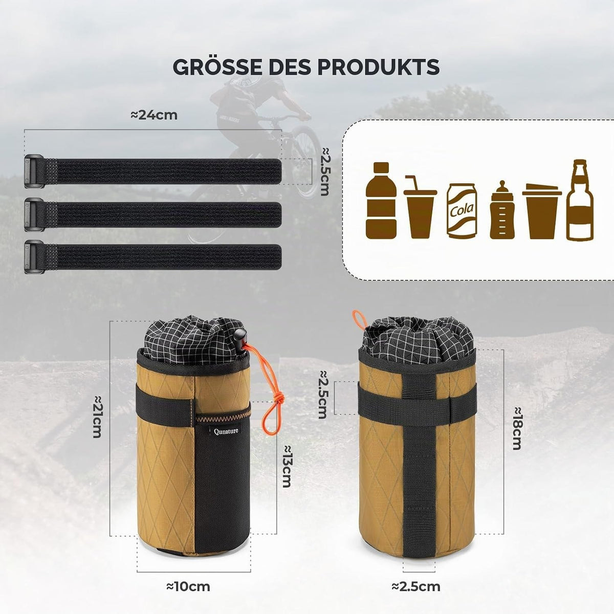 Qunature Fahrrad Food-Pouch 1 Liter Fahrrad Flaschenhalter