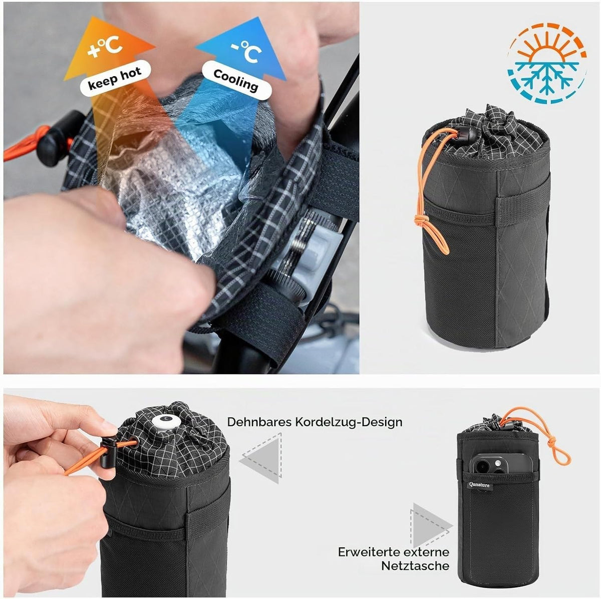 Qunature Fahrrad Food-Pouch 1 Liter Fahrrad Flaschenhalter