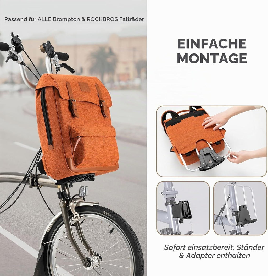 ROCKBROS Fahrrad Lenkertasche Für Brompton Faltrad Rucksack mit Laptopfach
