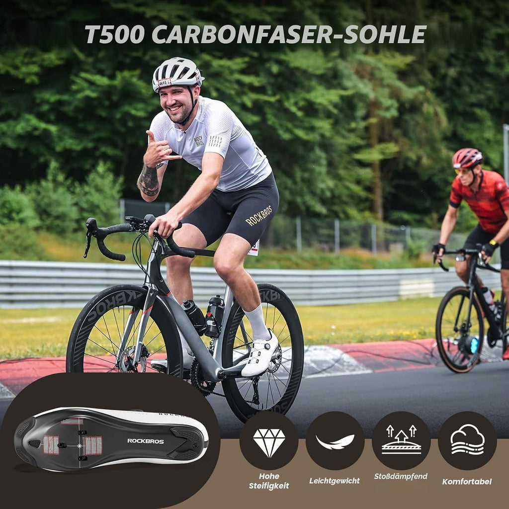 ROCKBROS Rennrad Fahrradschuhe Herren Damen – Carbonsohle T500, Klickschuhe