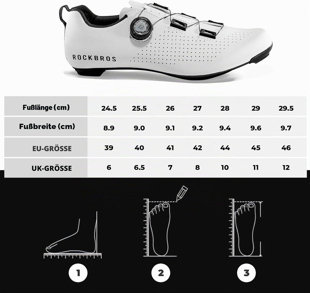 ROCKBROS Rennrad Fahrradschuhe Herren Damen – Carbonsohle T500, Klickschuhe