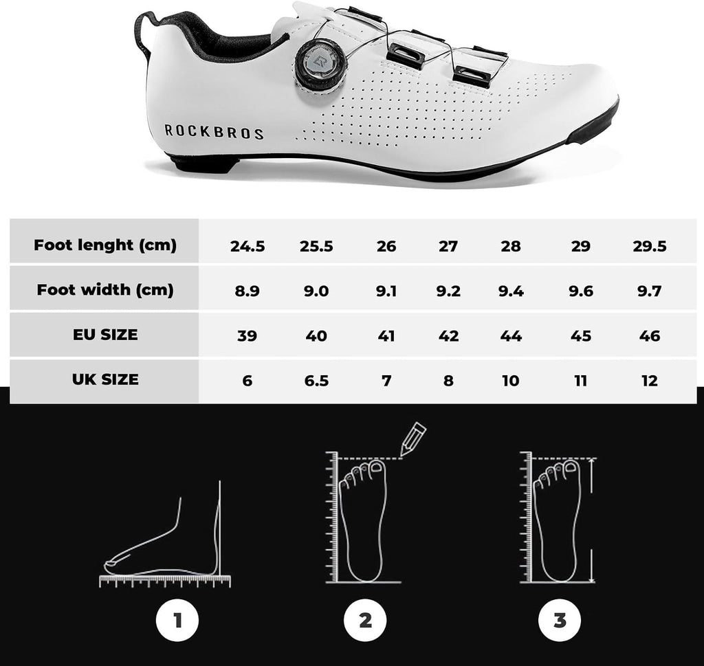 ROCKBROS Rennrad Fahrradschuhe Herren Damen – Carbonsohle T500, Klickschuhe mit Drehverschluss, Atmungsaktiv