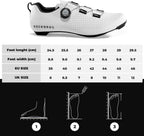 ROCKBROS Rennrad Fahrradschuhe Herren Damen – Carbonsohle T500, Klickschuhe mit Drehverschluss, Atmungsaktiv