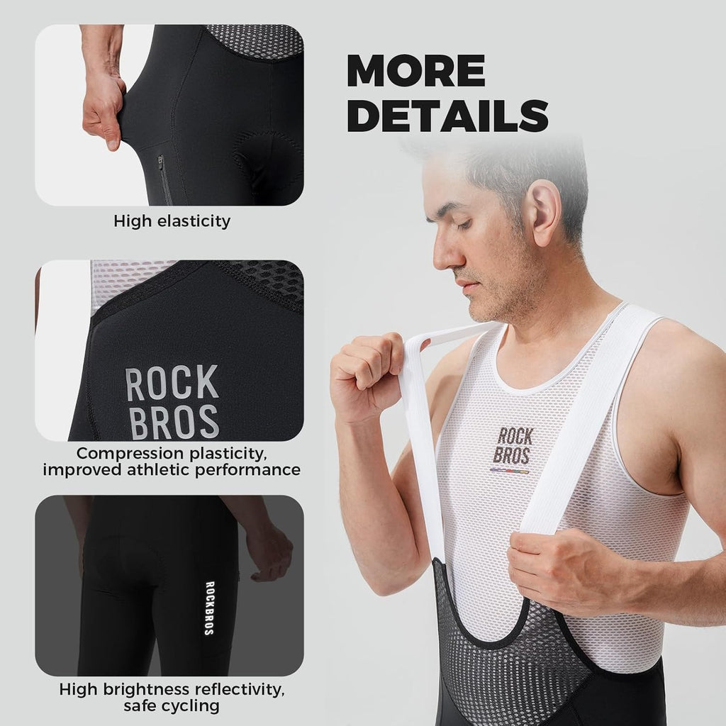 ROCKBROS Road to Sky Herren Fahrrad Trägerhose Lang, Bib Radhose, Träger
