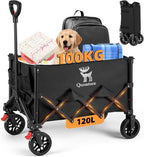Qunature Faltbarer Campingwagen Bollerwagen mit Bremse,120L