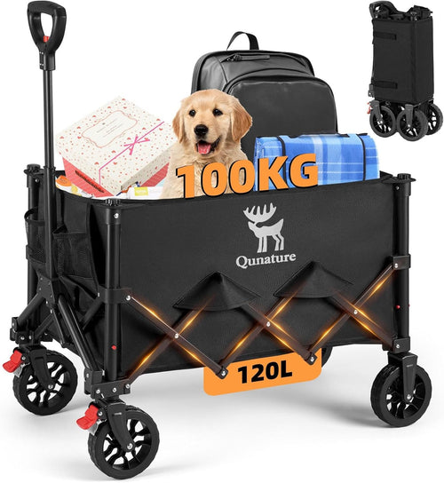 Qunature Faltbarer Campingwagen Bollerwagen mit Bremse,120L