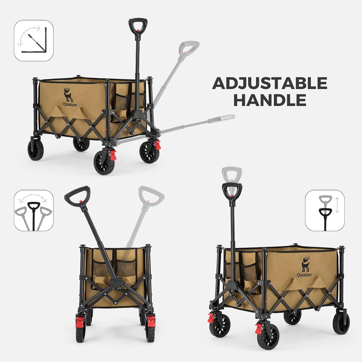 Qunature Faltbarer Campingwagen Bollerwagen mit Bremse,120L