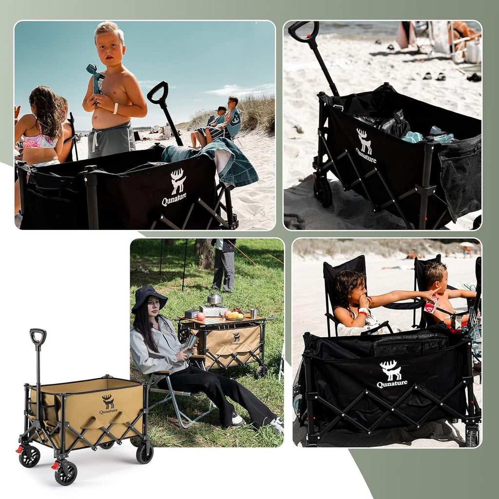 Qunature Faltbarer Campingwagen Bollerwagen mit Bremse,120L