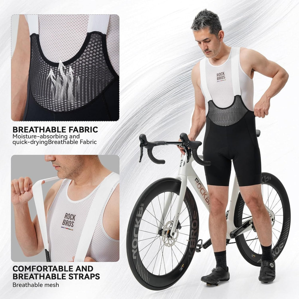 ROCKBROS Road to Sky Herren Träger Radhose Gepolstert, Atmungsaktiv