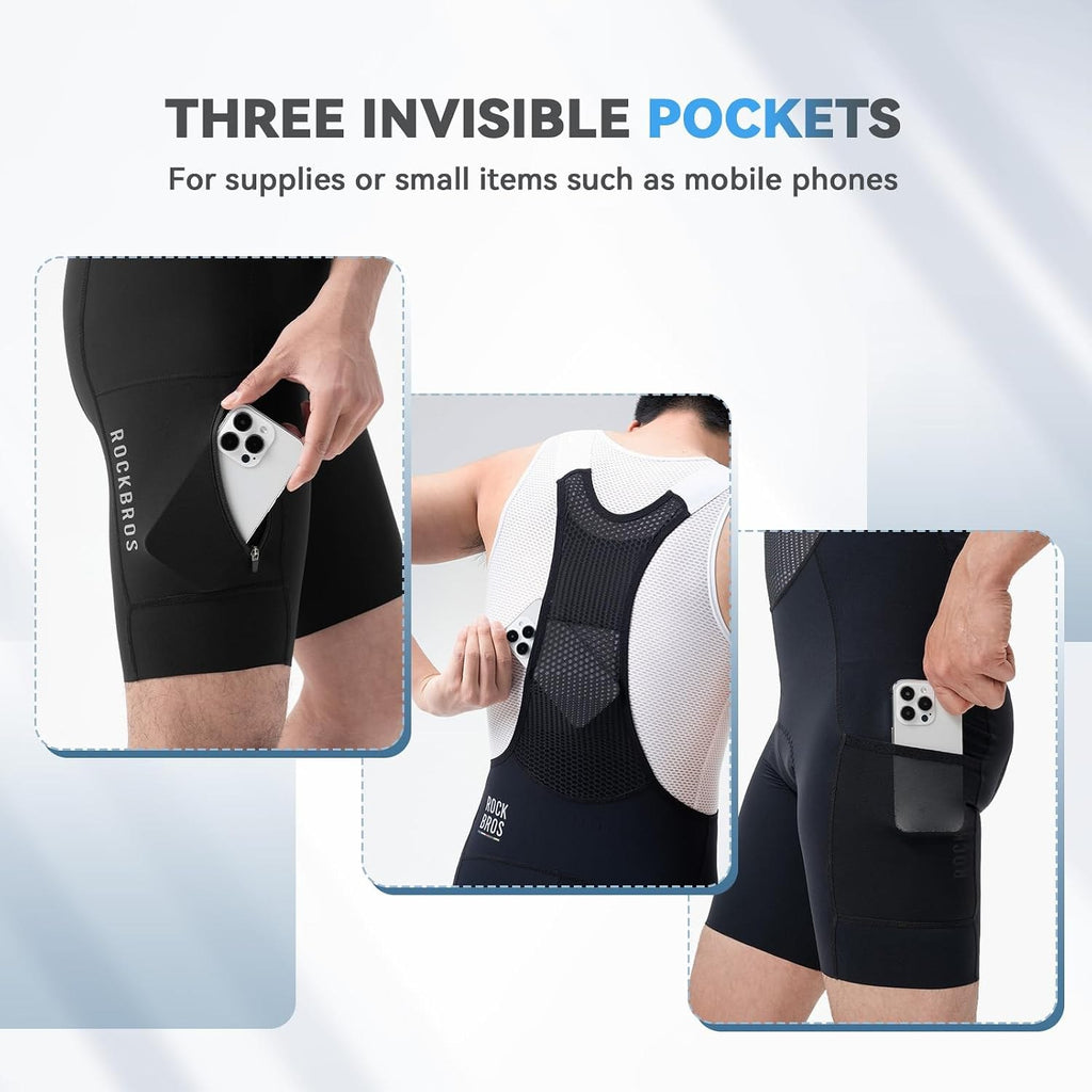 ROCKBROS Road to Sky Herren Träger Radhose Gepolstert, Atmungsaktiv
