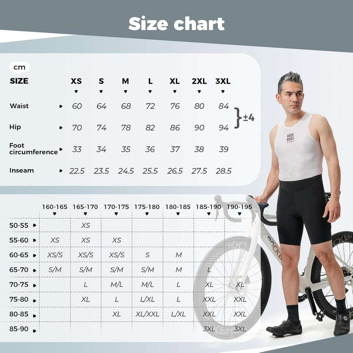 ROCKBROS Road to Sky Herren Gepolsterte Radlerhose Sommer, Atmungsaktiv