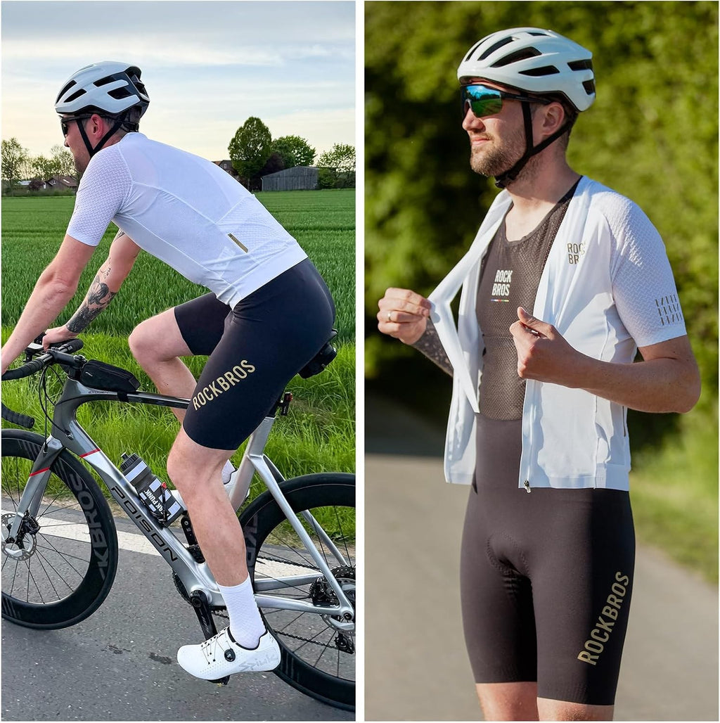 ROCKBROS Radlerhose mit Träger Gepolstert, Bib Shorts Herren, Fahrradhose Grey
