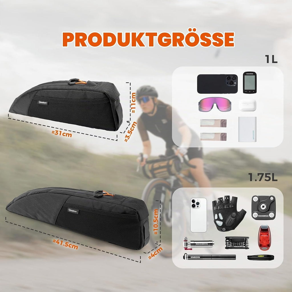 Qunature Bikepacking Rahmentasche Fahrrad Oberrohrtasche Fester Halt