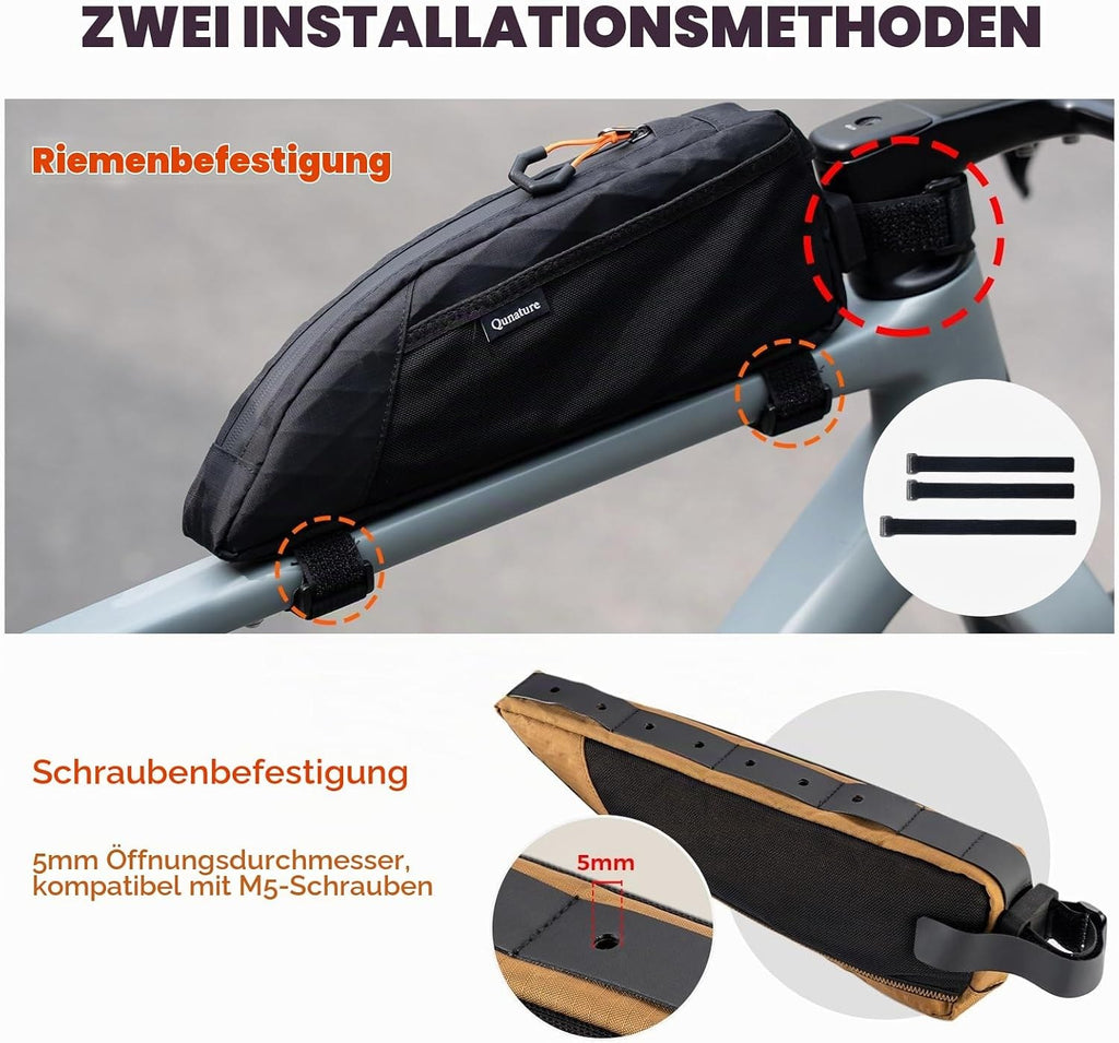 Qunature Bikepacking Rahmentasche Fahrrad Oberrohrtasche Fester Halt