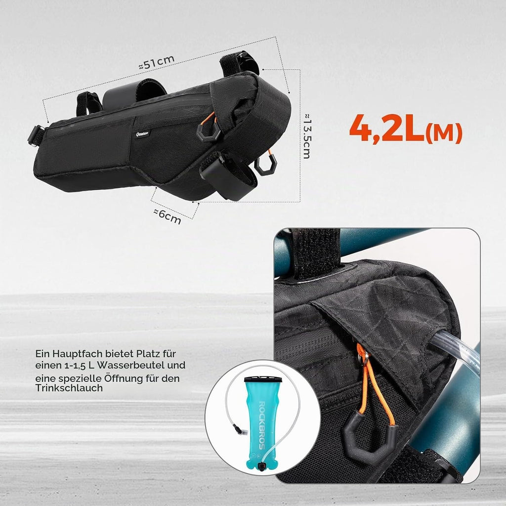 Qunature Bikepacking Rahmentasche Fahrradtasche Gravelbike Kompatibel mit Trinkblase (30180027001)