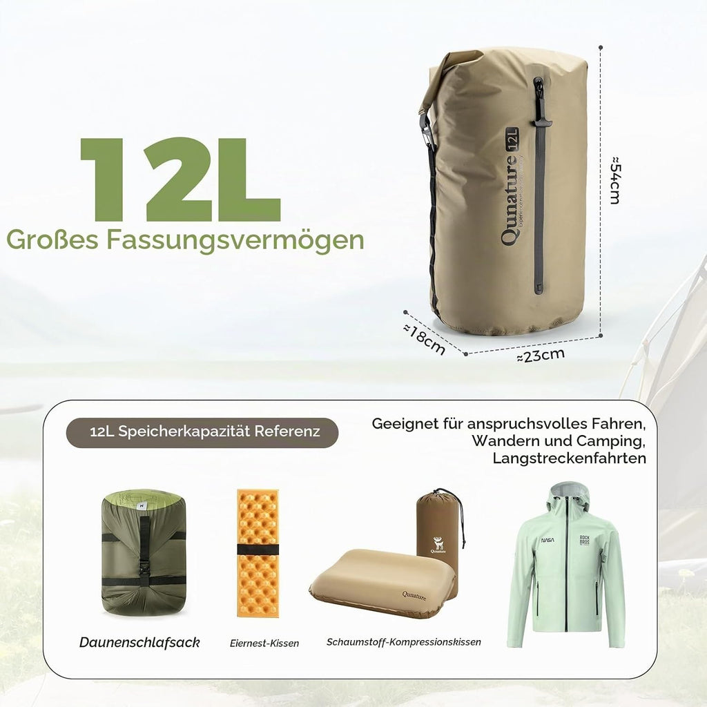 Qunature wasserdichte Fahrradtasche, Bikepacking Dry Bag 12L