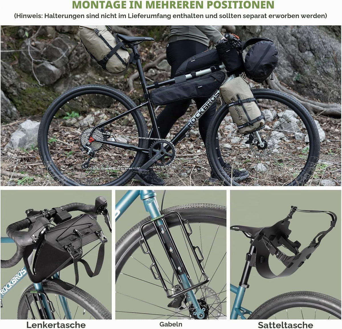 Qunature wasserdichte Fahrradtasche, Bikepacking Dry Bag 12L