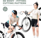 ROCKBROS Damen Fahrradtrikot Kurzarm Sommer Atmungsaktiv mit 3 Taschen
