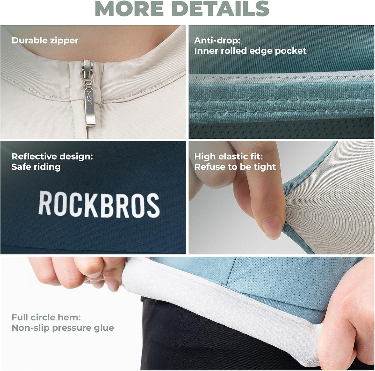 ROCKBROS Damen Fahrradtrikot Kurzarm Sommer Atmungsaktiv mit 3 Taschen