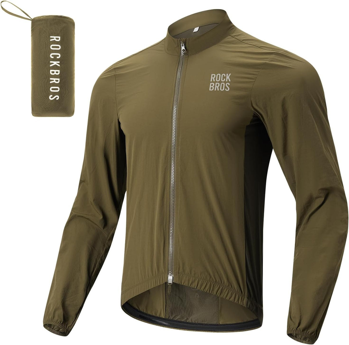 ROCKBROS Fahrradjacke Windjacke Herren, Ultraleichte Radsportjacke Brown