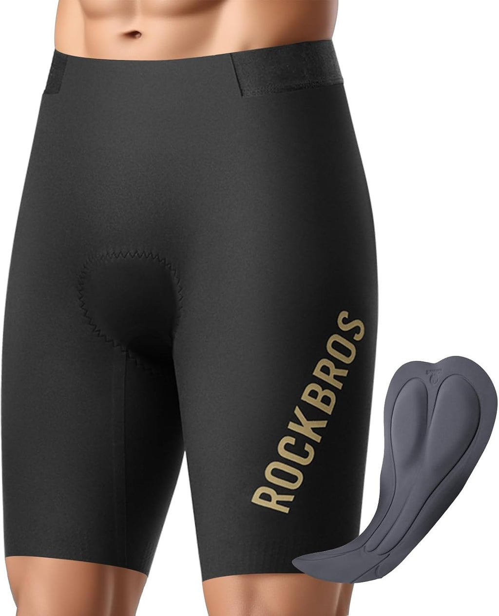 ROCKBROS Fahrradhose Kurz Herren, Nahtlos Radhose, Gepolstert rutschfest Grey