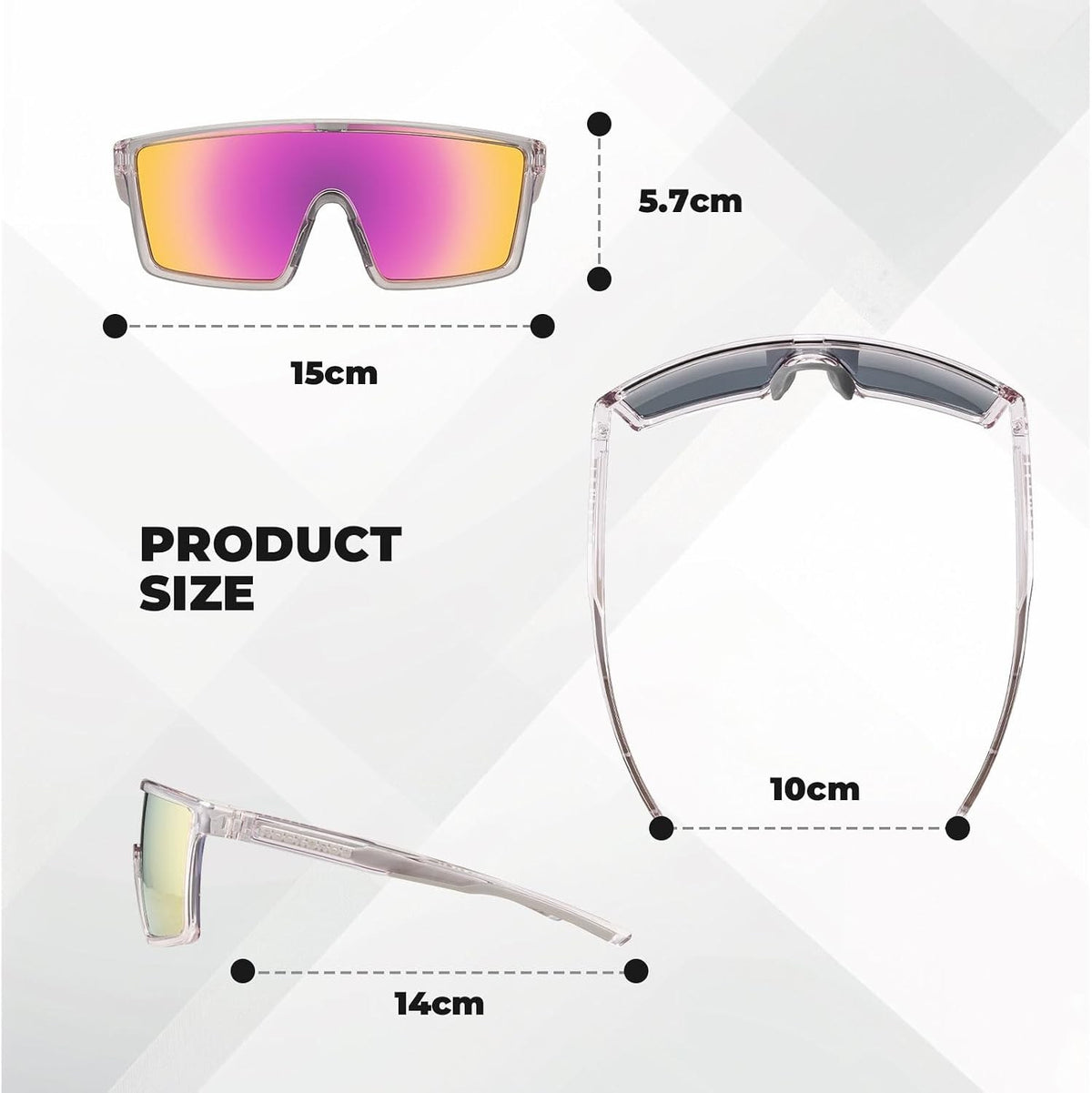 ROCKBROS Sonnenbrille Fahrradbrille Herren Damen Transparent Purple Pink