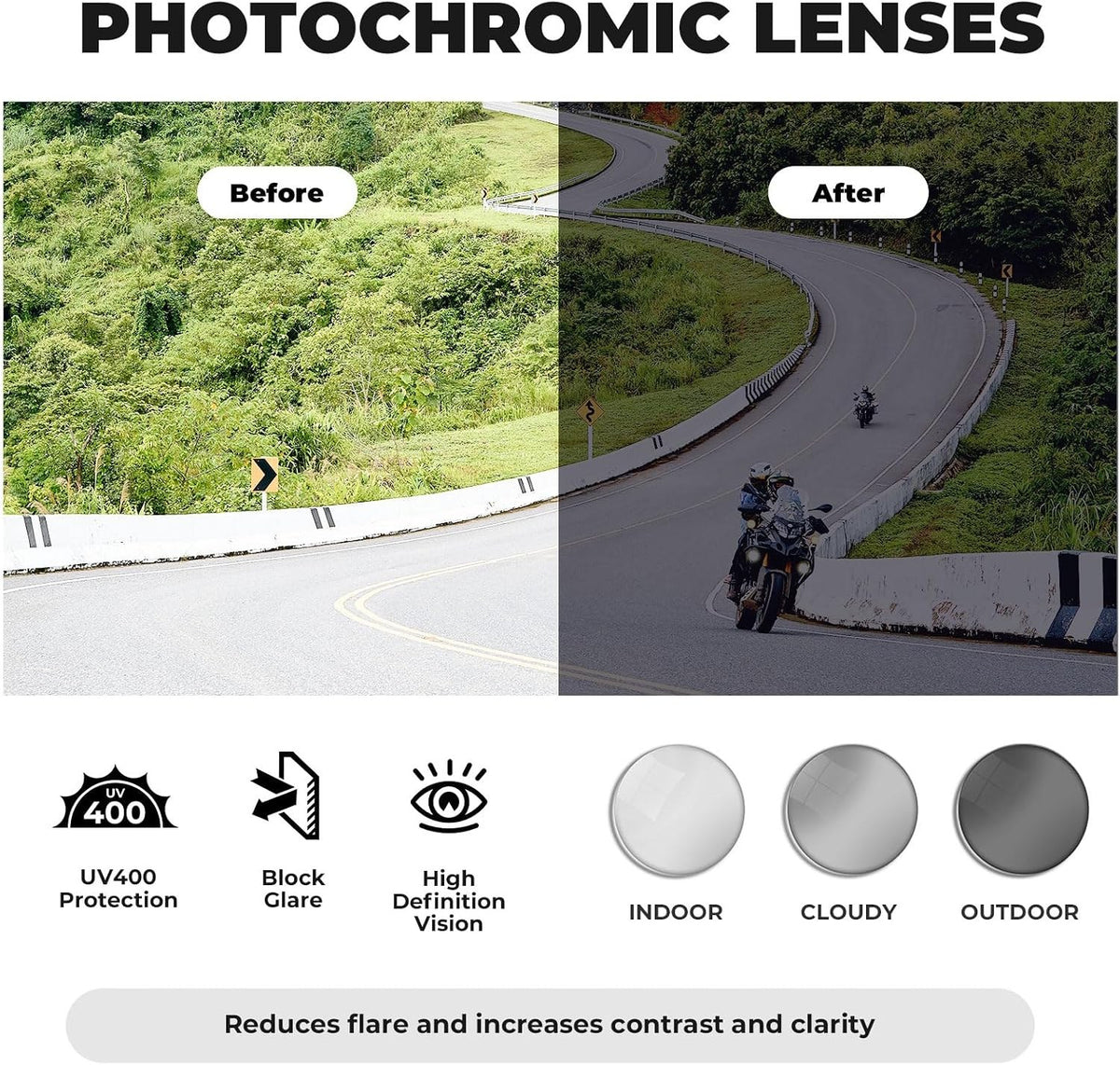 ROCKBROS Selbsttönende Fahrradbrille Herren Damen