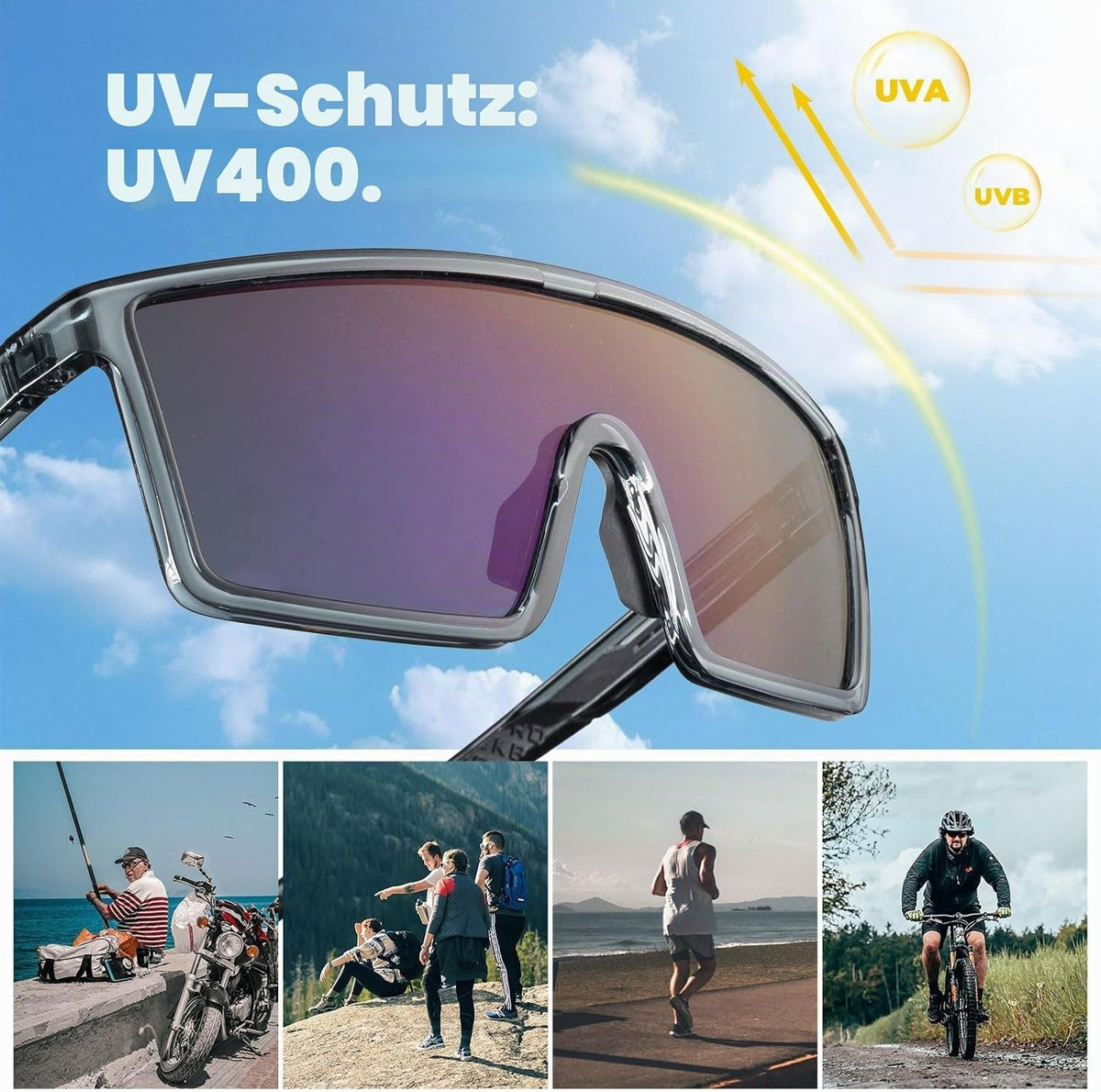 ROCKBROS Sonnenbrille Fahrradbrille Herren Damen