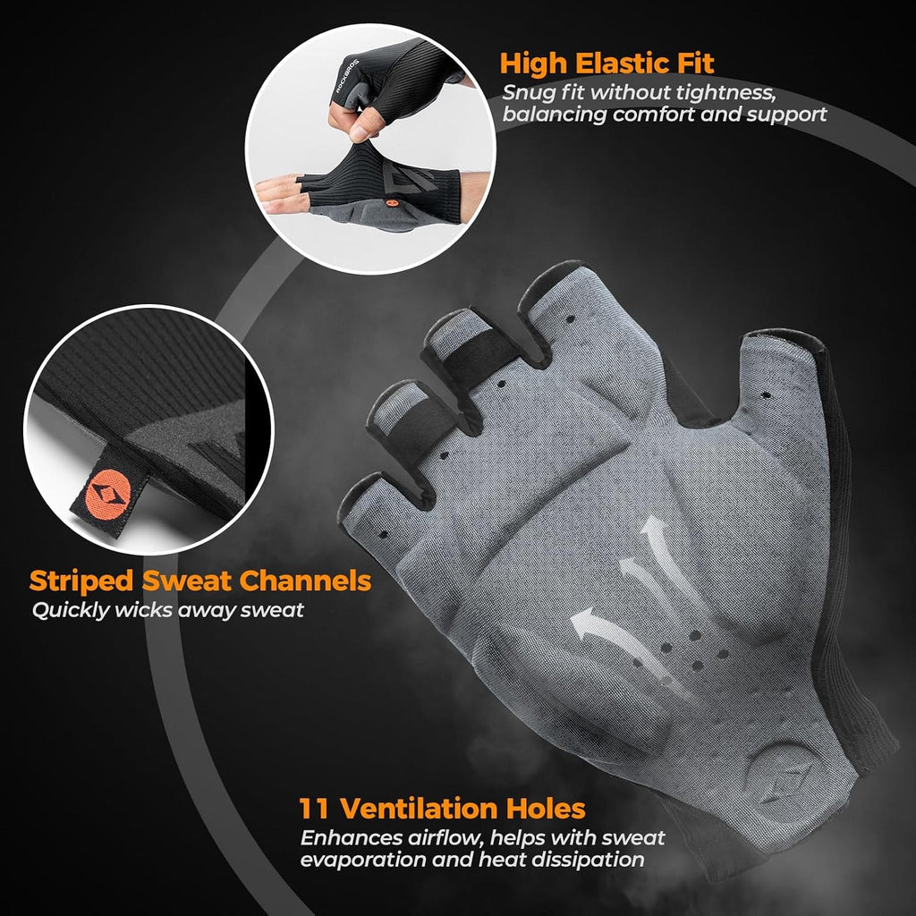 ROCKBROS Fahrradhandschuhe Fingerlos mit ergonomischer Vollpolsterung
