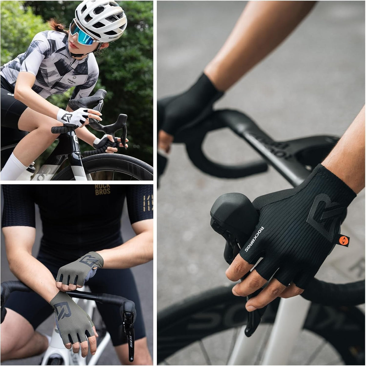 ROCKBROS Fahrradhandschuhe Fingerlos mit ergonomischer Vollpolsterung