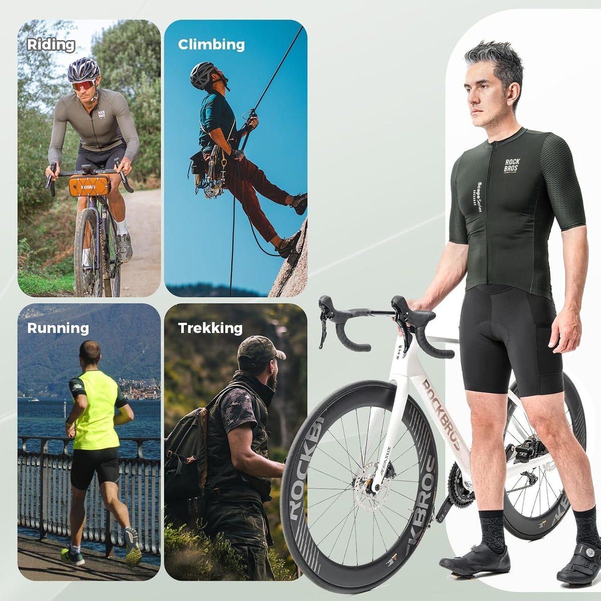 ROCKBROS Road to Sky Herren Radtrikot Kurzarm Atmungsaktiv Schnelltrocknend