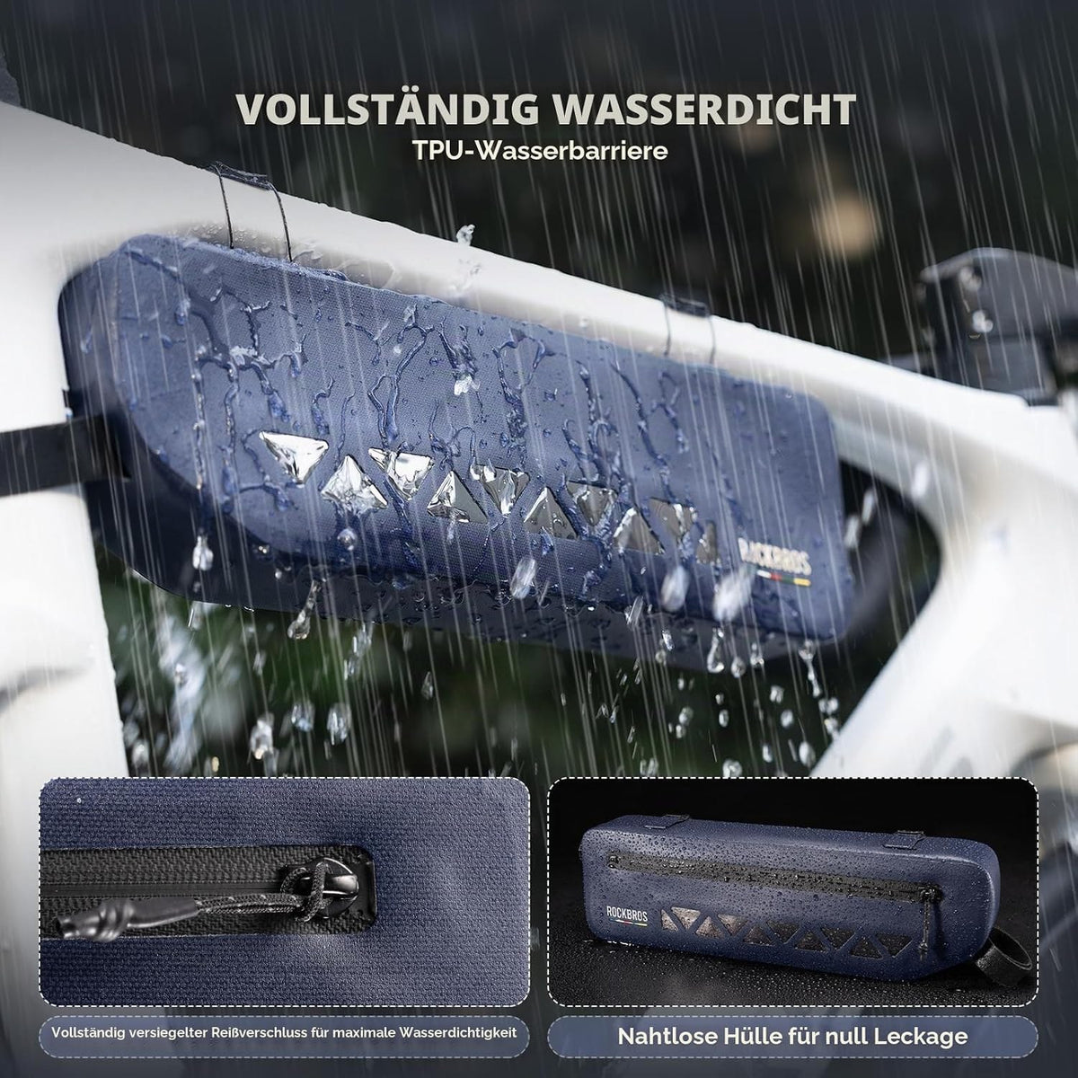 ROCKBROS Road to Sky Fahrrad Rahmentasche Wasserdicht, 1,7L, Dreiecktasche