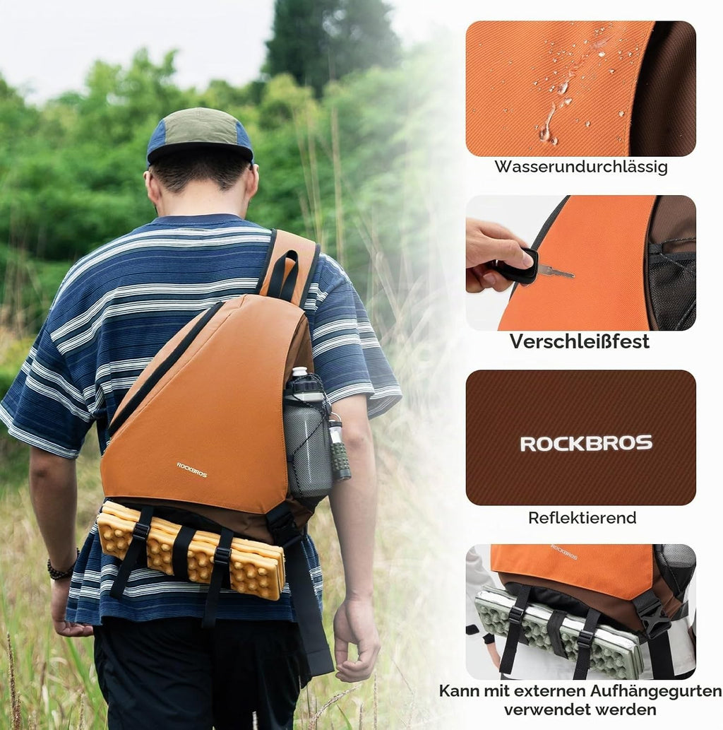 ROCKBROS Sling Bag, Sling Rucksack mit Magnetverschluss, Crossbody-Tasche