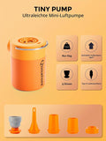 Qunature Mini Luftpumpe Elektrisch, 2 in 1 Tragbar, 5kPa & 1500mAh Akku Orange