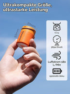Qunature Mini Luftpumpe Elektrisch, 2 in 1 Tragbar, 5kPa & 1500mAh Akku Orange