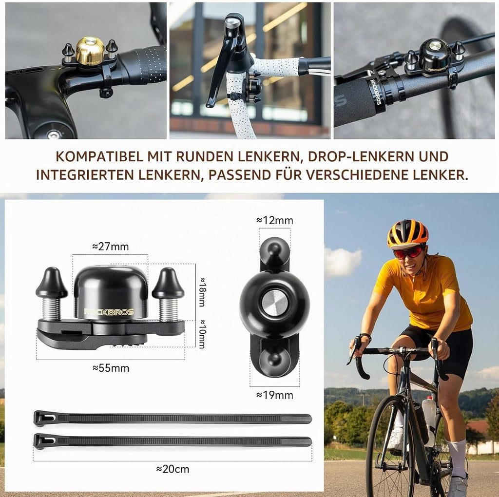 ROCKBROS Fahrradklingel mit Doppelklopfer und Klarem Klang