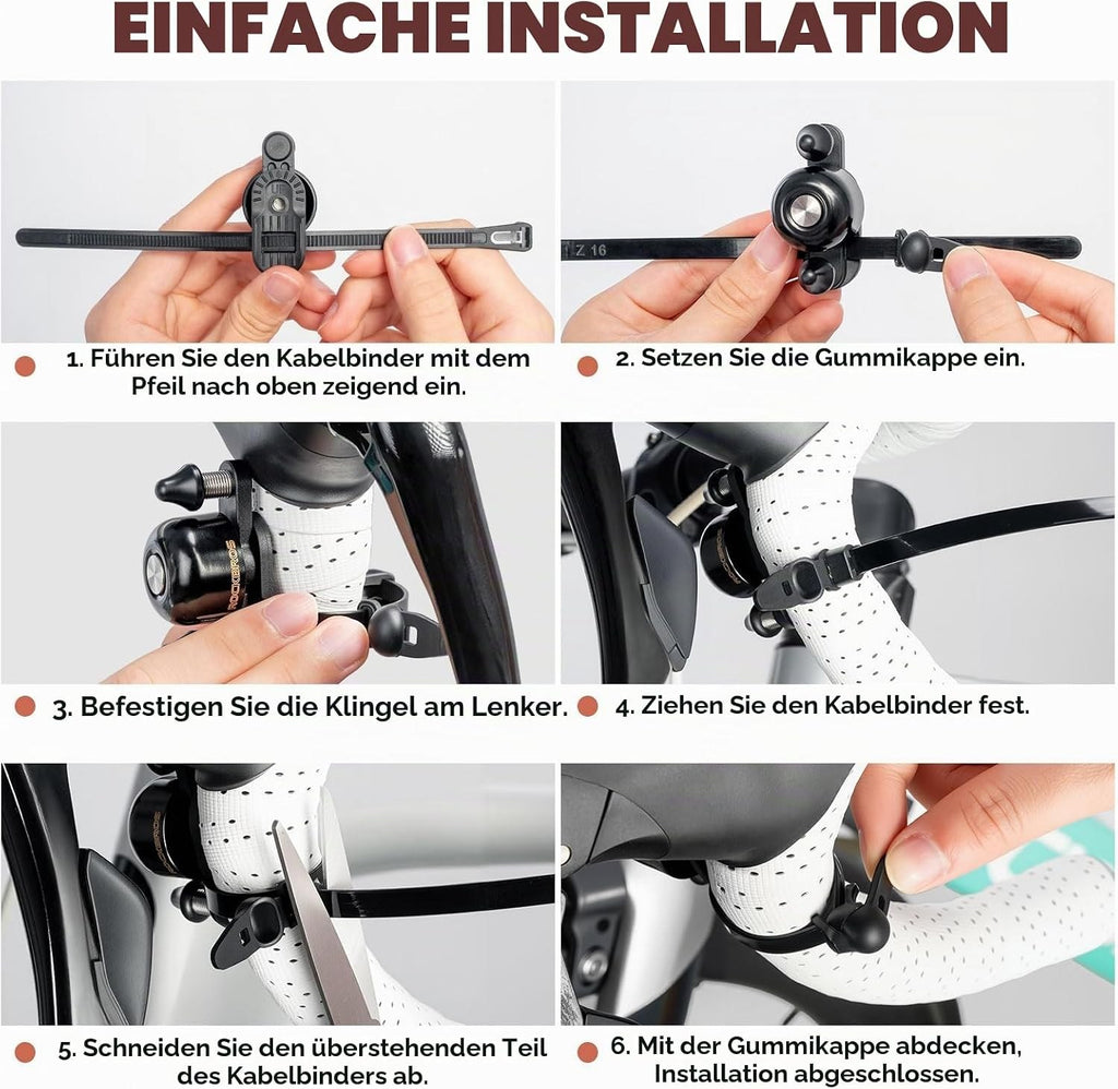 ROCKBROS Fahrradklingel mit Doppelklopfer und Klarem Klang