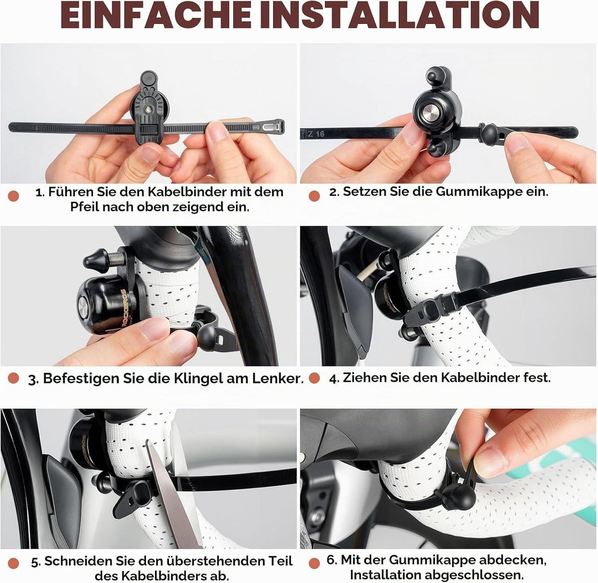 ROCKBROS Fahrradklingel mit Doppelklopfer und Klarem Klang