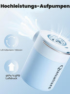 Qunature Mini Luftpumpe Elektrisch, 2 in 1 Tragbar, 5kPa & 1500mAh Akku Light Blue