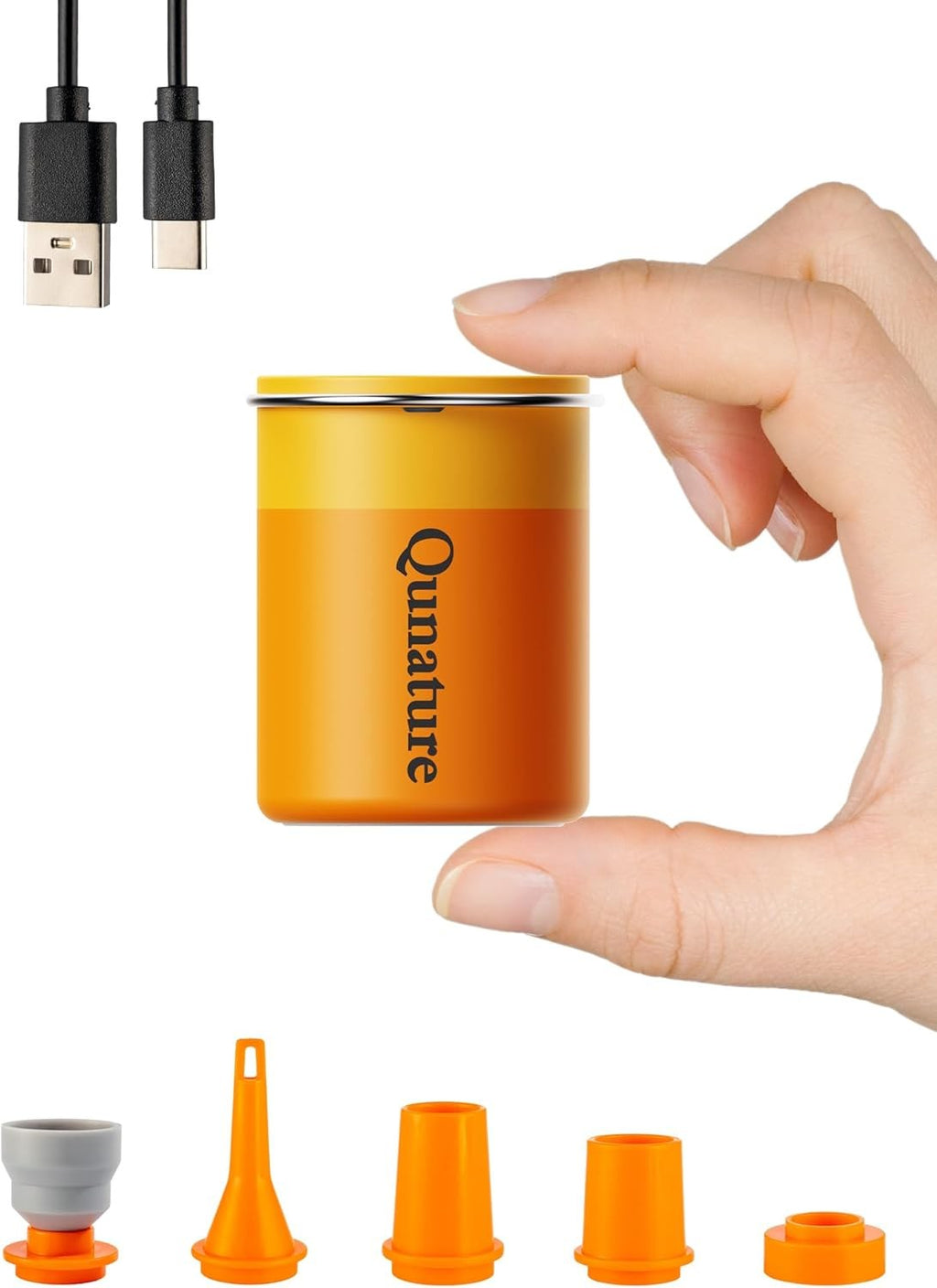 Qunature Mini Luftpumpe Elektrisch, 2 in 1 Tragbar, 5kPa & 1500mAh Akku Light Blue